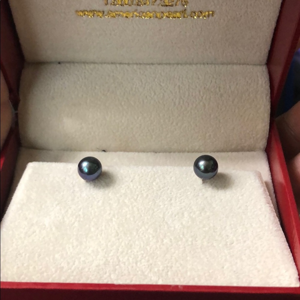 Sterling Silver Blue Tahitian Pearl Stud Earrings